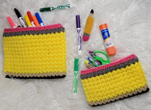Load image into Gallery viewer, Crocheted Pencil Theme Pouch