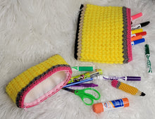 Load image into Gallery viewer, Crocheted Pencil Theme Pouch