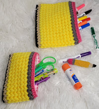 Load image into Gallery viewer, Crocheted Pencil Theme Pouch