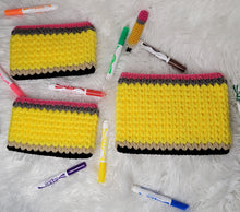 Load image into Gallery viewer, Crocheted Pencil Theme Pouch