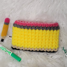 Load image into Gallery viewer, Crocheted Pencil Theme Pouch