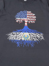 Load image into Gallery viewer, El Salvador Roots Tshirt, American El Salvadorian Born Shirt, El Salvador Flag, Patriotic Unisex T-Shirt XS-4X