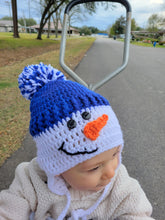Load image into Gallery viewer, Crocheted Snowman Hat with earflap