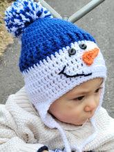 Load image into Gallery viewer, Crocheted Snowman Hat with earflap