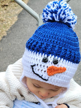 Load image into Gallery viewer, Crocheted Snowman Hat with earflap