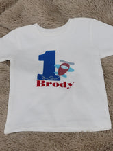 Load image into Gallery viewer, Custom Birthday Pack: Shirt, Cake Topper & Banner - photo 2