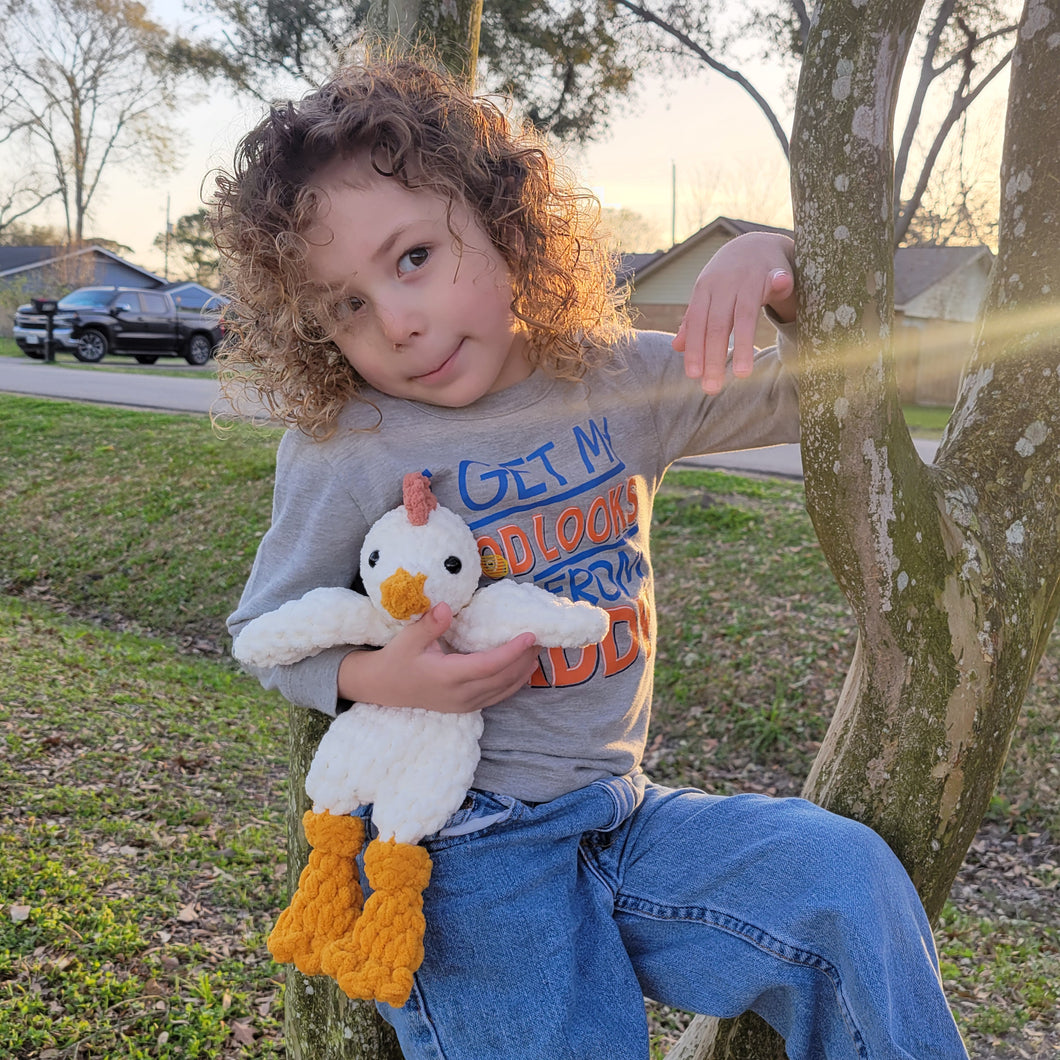 Crocheted Mr. Chicken Snuggler.
