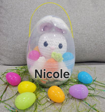 Load image into Gallery viewer, Crocheted Bunny in a Jumbo Personalized Egg.
