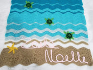 Crocheted Sea Turtle Beach Theme Afghan