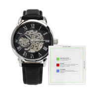 Men's Openwork Watch with Mahogany Box